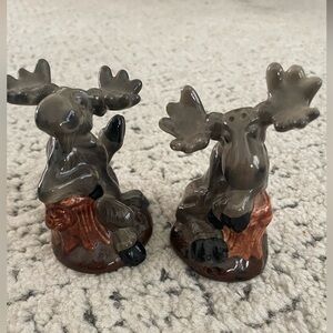 Moose Ceramic salt and pepper shakers